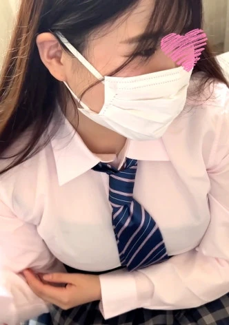 【個人撮影】巨乳の制服女子とP活_パイパンのぽちゃマンに連続中出し