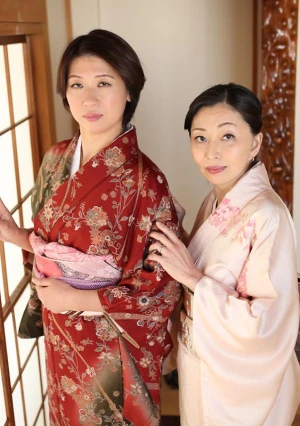 着物美人x2と熟々３P乱れ打ち！