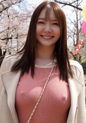 【初撮り】 【顔出し】穏やかな美貌に性的魅力溢れ出る色白美人。天然Fカップの美巨乳揺らしノーブラノーパンお花見散歩。エロすぎる美裸体にゴッくん中出しの2連続射精。