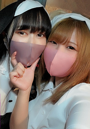 11月限定【無修正】敏感金髪ギャル×黒髪Fカップ・ハロウィンにコスプレ女子と悪戯な夜4p中出し